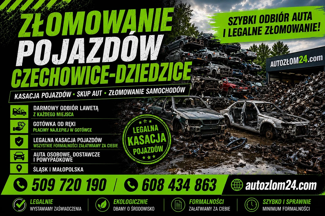 Kasacja pojazdów Czechowice-Dziedzice – ekologiczny recykling samochodów