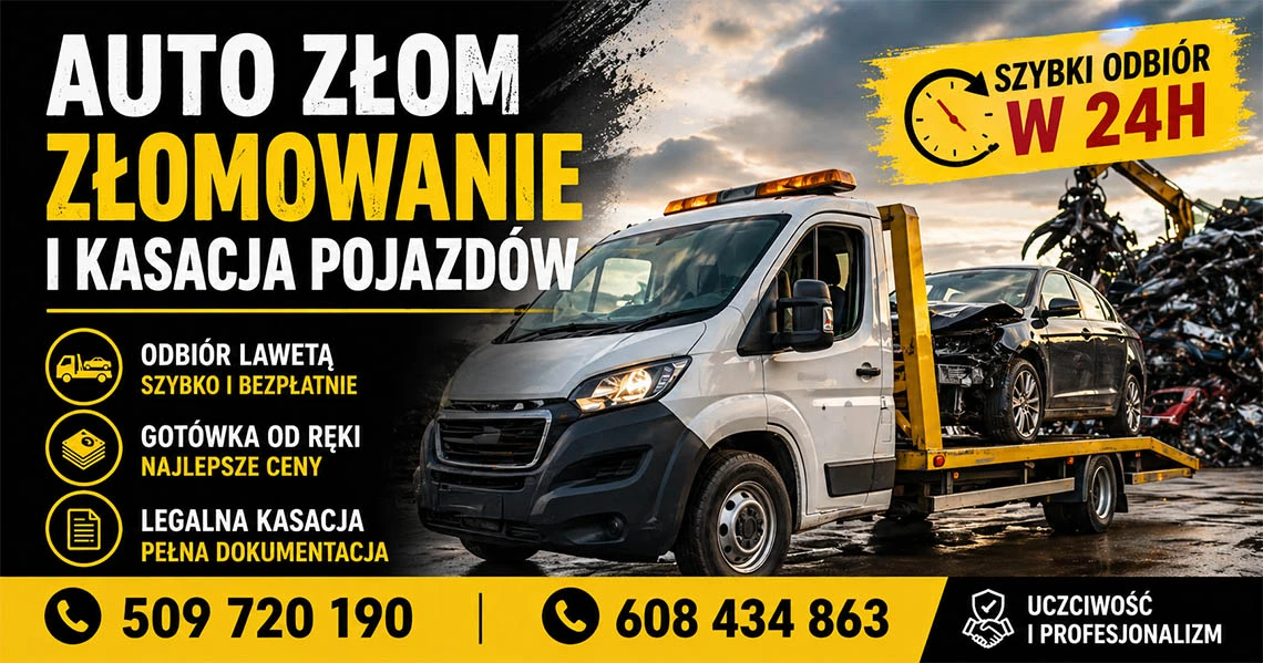 Auto Złom Myślenice – szybkie złomowanie pojazdów i skup aut z odbiorem lawetą