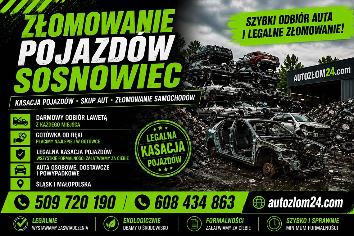 Szybka kasacja samochodu osobowego na terenie Sosnowca