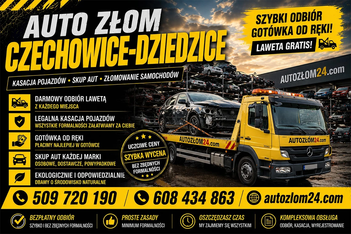 Skup aut do kasacji Czechowice-Dziedzice – odbiór samochodów