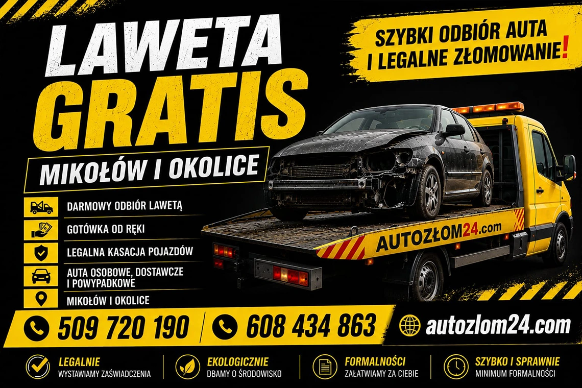 Darmowy transport i odbiór samochodów lawetą w Mikołowie