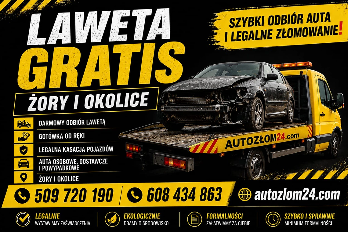 Transport lawetą i odbiór niesprawnych samochodów na terenie Żor