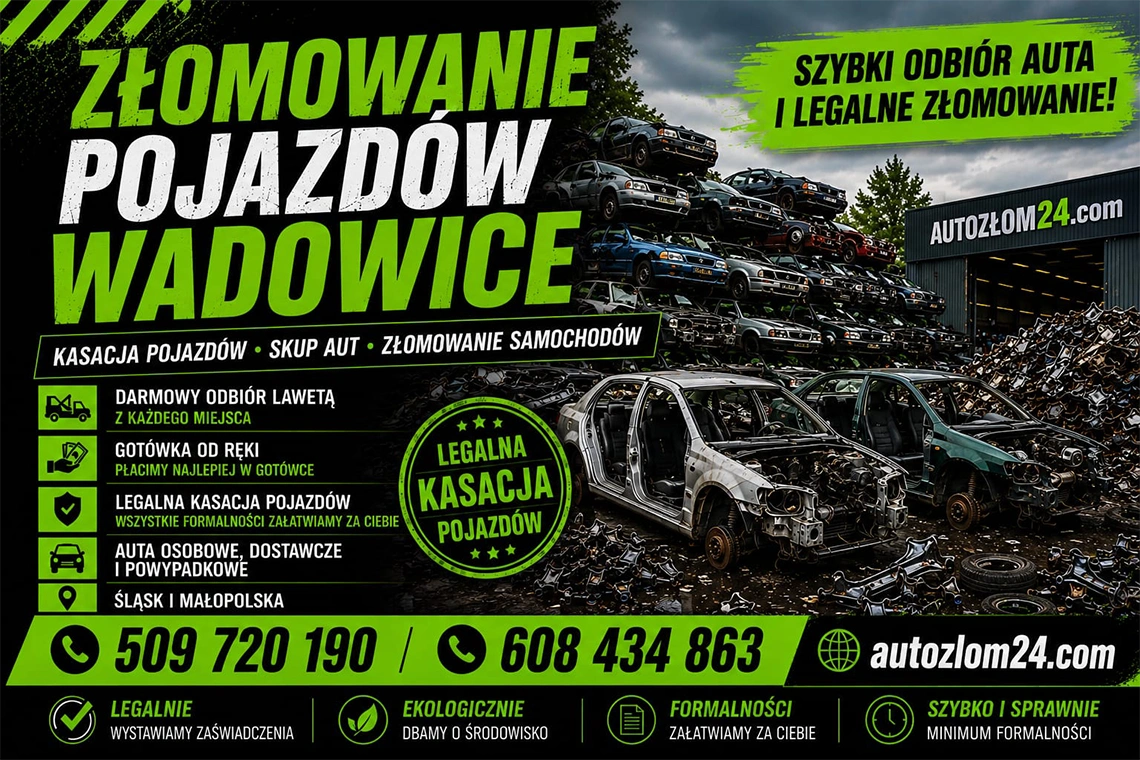 Demontaż samochodu przygotowanego do recyklingu w Wadowicach